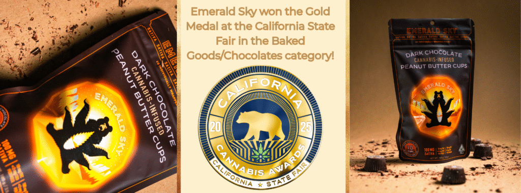 Bags of product with a gold medal overlay